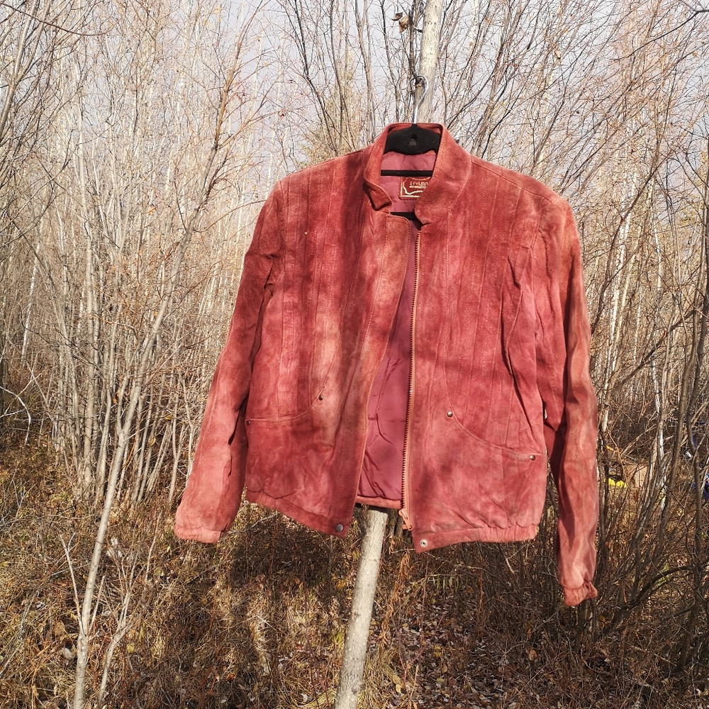 💗SOLD💗 Pink Suede Bomber Jacket (M)